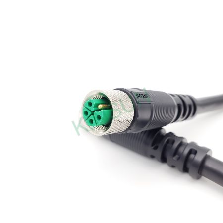 M12 L-coded 電纜線 - M12 L-coded 母頭電纜線 綠色膠芯代表IP68防水等級
